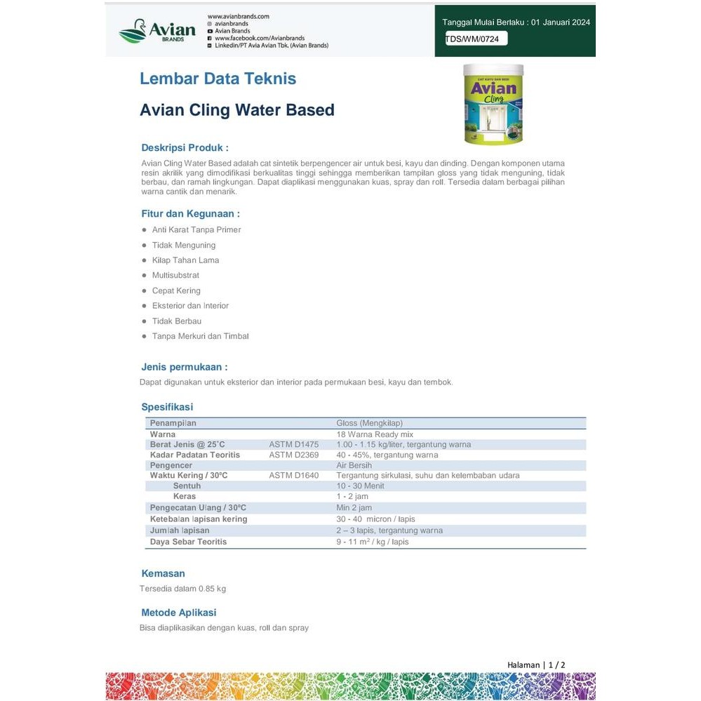 Cat Kayu Besi Avian Cling Water Based ( Bahan Dasar Air ) #Gratisongkir