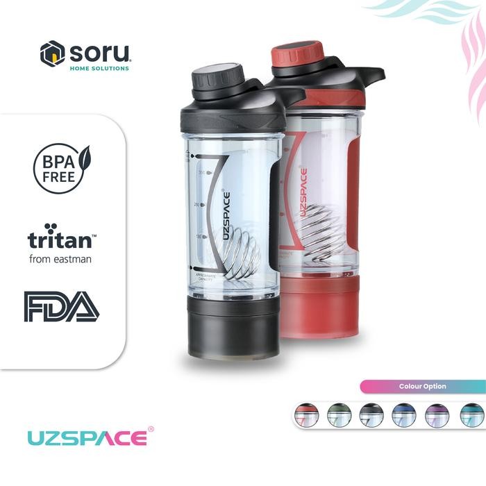 UZSPACE 9022 Botol Shaker Fitness Olahraga 500ml USA Tritan