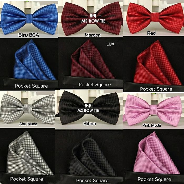 dasi kupu dewasa / bowtie dan sapu tangan jas / pocket square LUX