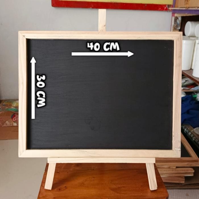 

papan tulis lengkap dengan easel/ sandaran Blackboard kayu jati Belanda natural