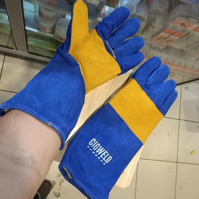 sarung tangan las cigweld / sarung tangan las kulit biru cigweld tebal