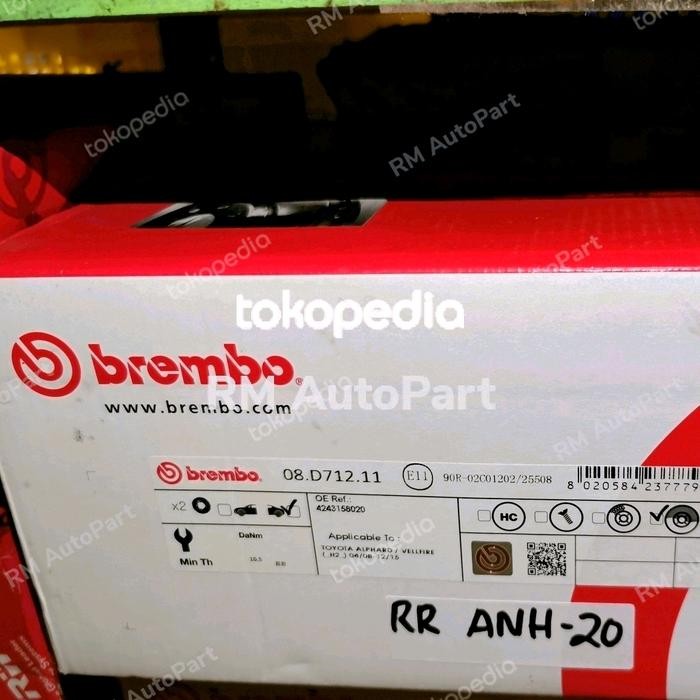 Termurah Disc Brake Belakang Brembo Alphard Vellfire Previa Anh20 2008-2015