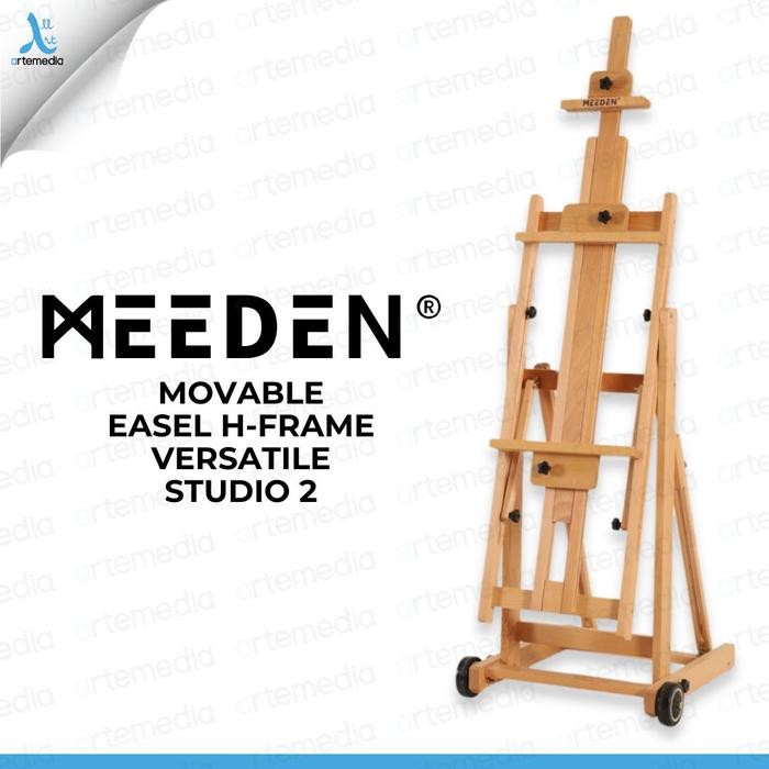 

Meeden Movable Easel H-Frame Versatile Studio 2 Canvas Solid Wood