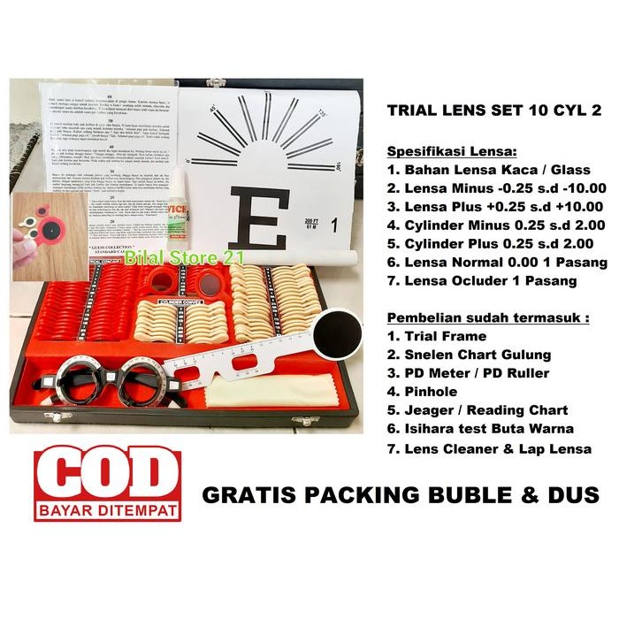 Trial Lens Set Alat Periksa Mata Ada Pinhole