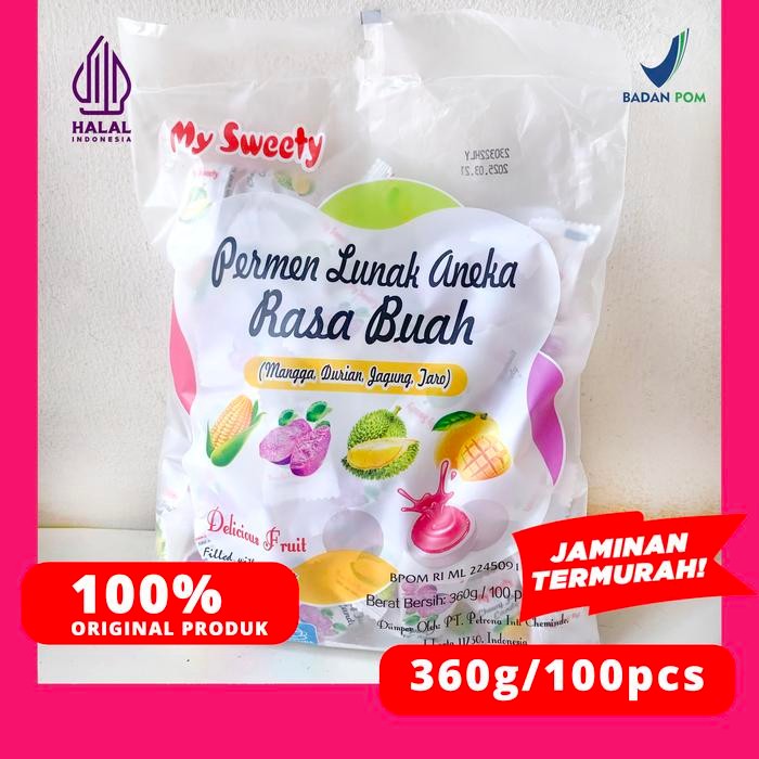 

New PERMEN SUSU LUNAK ANEKA RASA BUAH 100PCS/360G MYSWEETY