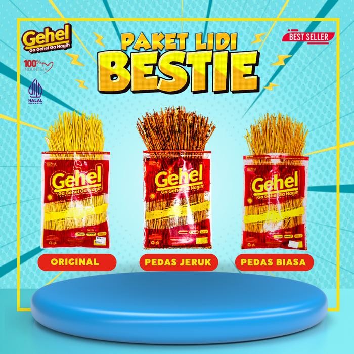 

(BELI LOKAL) GEHEL PAKET LIDI BESTIE (Mie Lidi 3 Varian Rasa) - Asin, Pedas Biasa, Pedas Jeruk