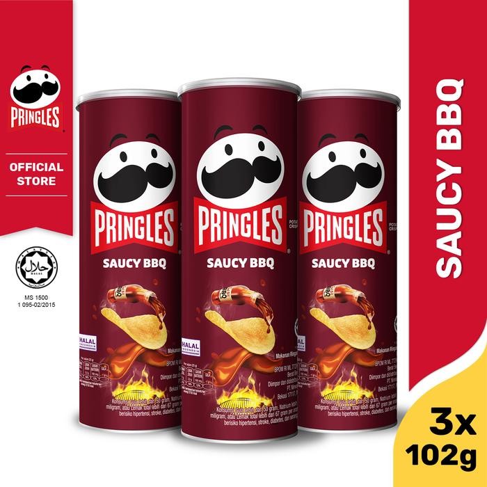 

[BUNDLE 3pcs] Pringles Saucy BBQ Keripik 102gr