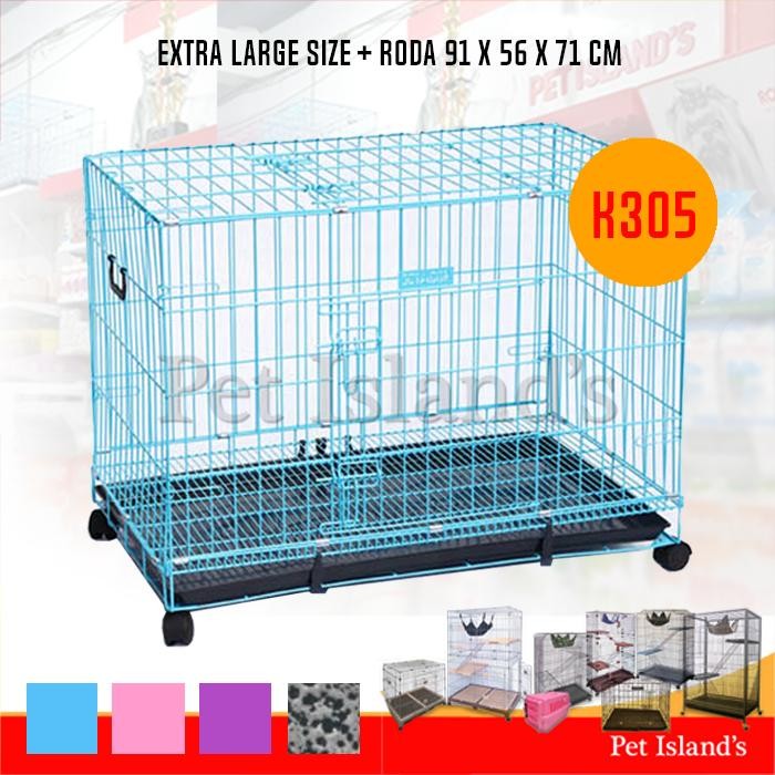 KANDANG KUCING ANJING BESI PLUS RODA UKURAN EXTRA BESAR LARGE K-305