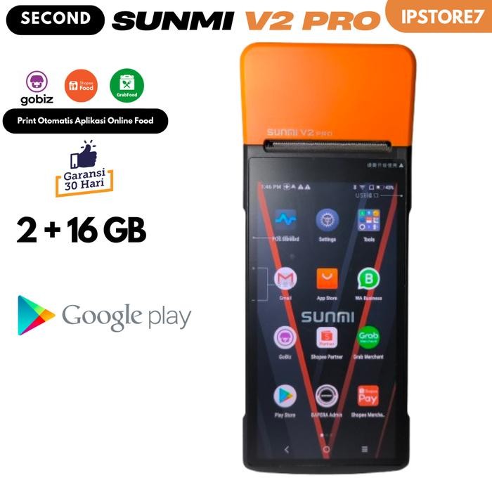 Mesin Kasir Android Pos Sunmi V2 V2Pro V2S Unlock Support Playstore Second Like New Pasti Diskon