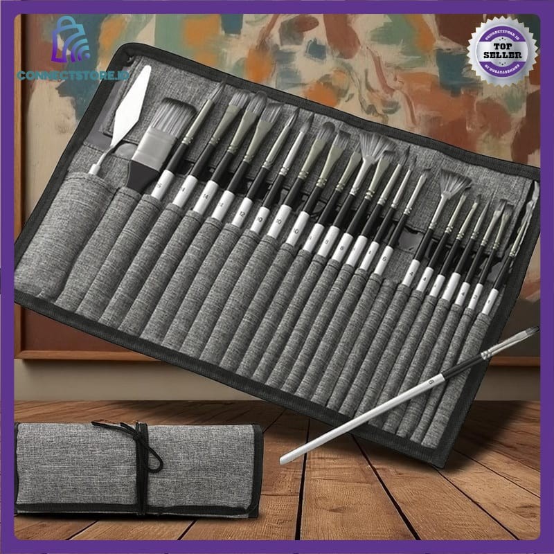 

Set Kuas Lukis Cat Air Minyak Nylon Paint Brush 24 PCS-Gray