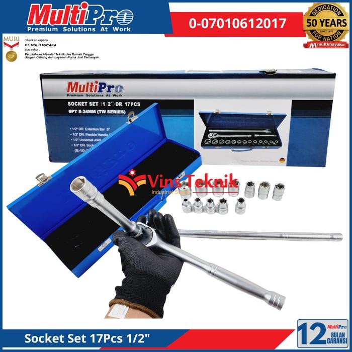 socket set 17pcs MULTIPRO kunci sok kunci socket set 1/2 INCH