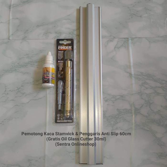 

Pemotong Kaca Merk Finder & Penggaris 60cm Anti Slip (Paket 2 in 1)