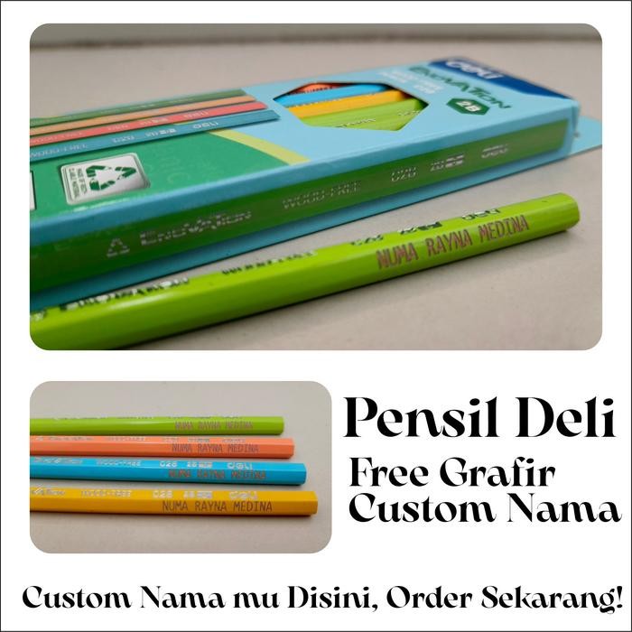 

Deli Enovation Wood Free Pencil Custom Nama - Pensil 2B buanagift