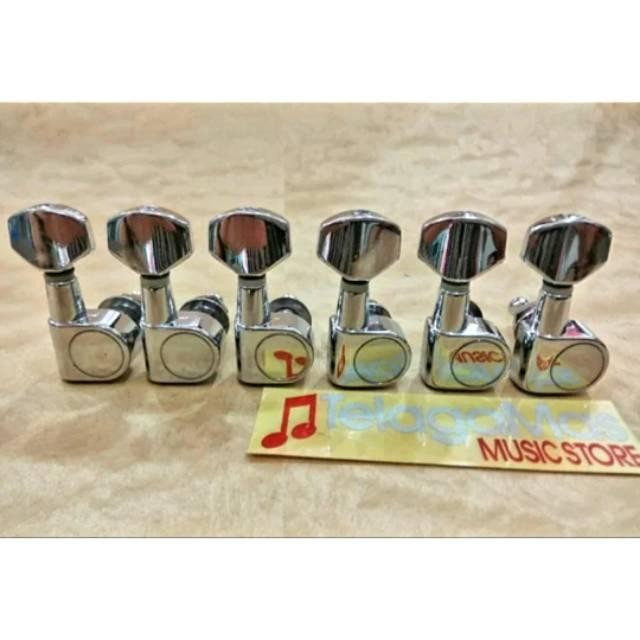 Gitar Tuning Pegs Machine Head Tuner Dryer Chrome Screwless Model Pasti Ori