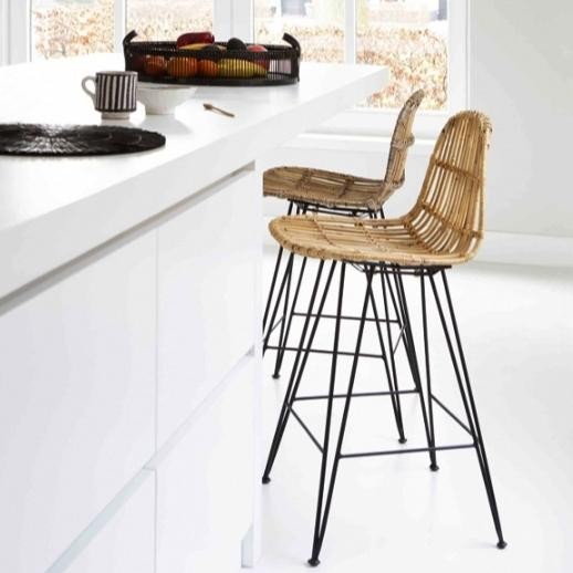 Kursi Bar Rotan Rattan Metal Julio Bar Stool Stool Chair Natural