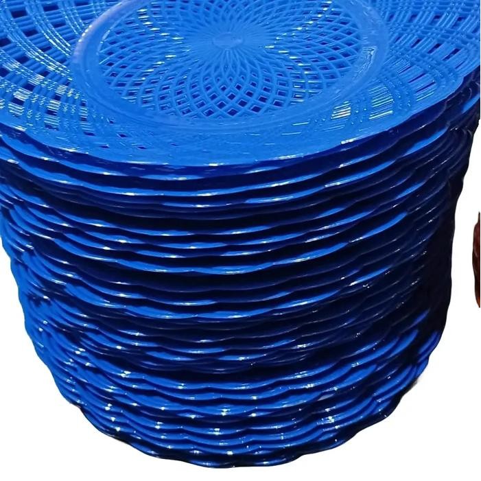 Piring Rotan plastik 12Pcs dan Besar, Dapur Peralatan Kitchenware kuat biru,hijau,c0klat ingka