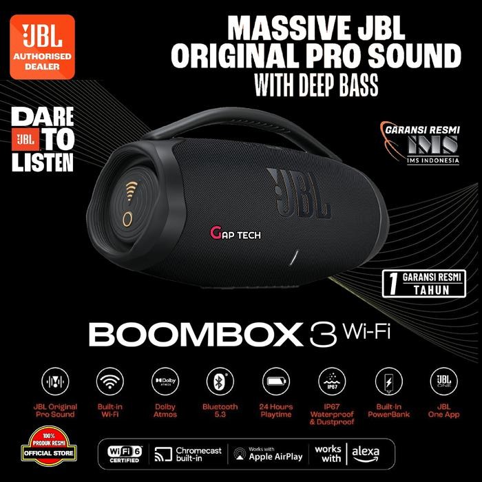 JBL Boombox 3 Wi-Fi / WiFi and Bluetooth Portable Speaker with Massive JBL Original Pro Sound and