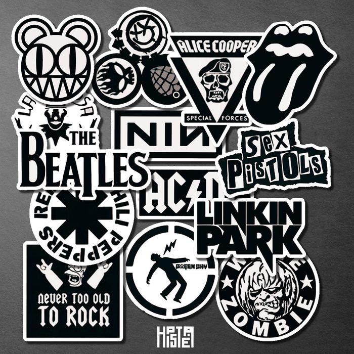 

15pcs BAND ROCK Black and White Stiker Pack BA1 Sticker Aesthetic Laptop HP
