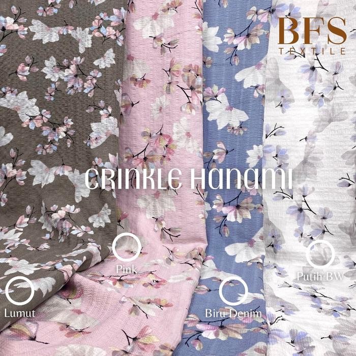 

0,5 Meter Bahan Kain Crinkle Kringkel Kringkle Motif Hanami BFS Textile