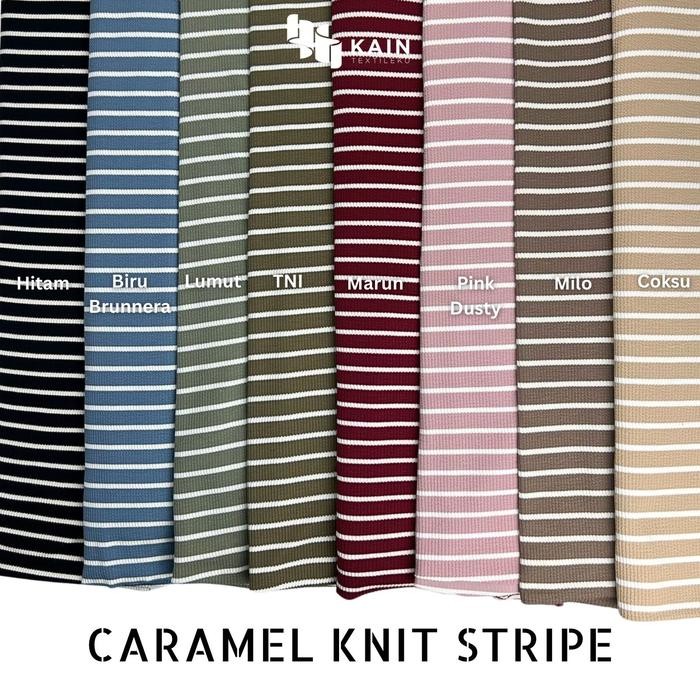 

Bahan Kain Caramel Knit Stripe per 0,5 kg
