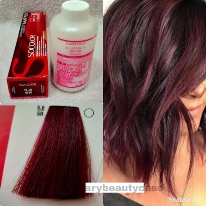 Terbaru Matrix Socolor Pewarna Rambut 5.6 Light Red Brown + Oxidant Ready