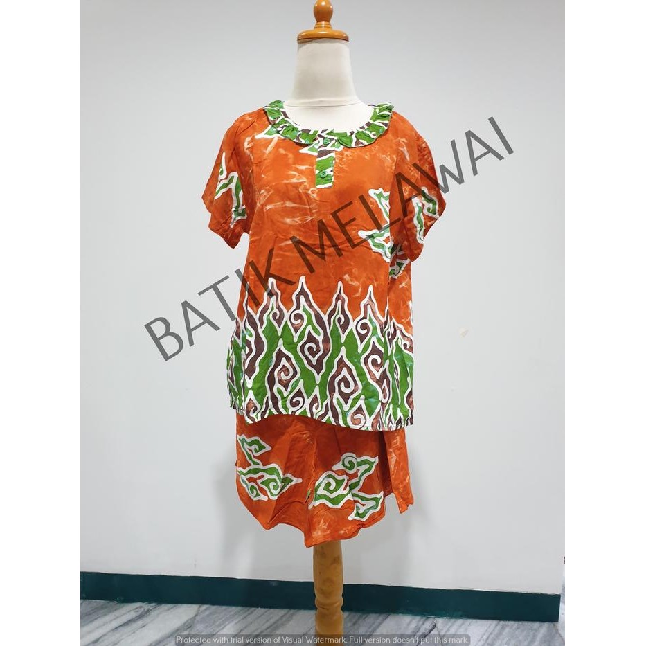 Setelan Batik PREMIUM SUNAN celana pendek tangan pendek XL LGB *
