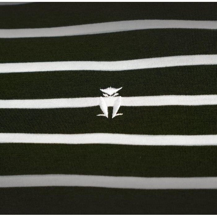 Matsuda T Shirt Pria Kaos Stripe Nantan Hijau Olive White