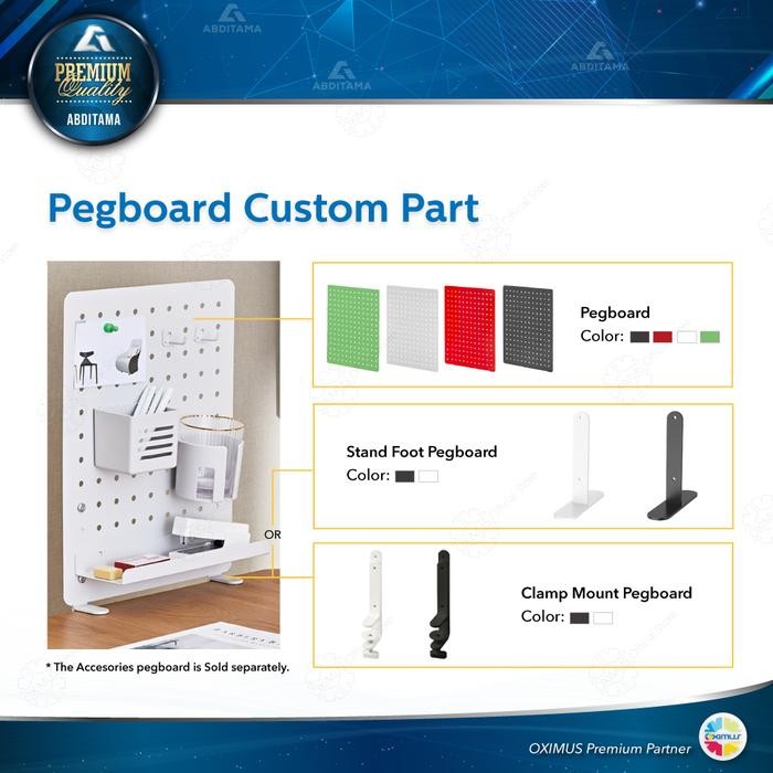 

DISKON Rak Papan Pemisah Meja Pegboard DIY OXIMUS GP Series Custom Part Bracket Meja Desk Organizer