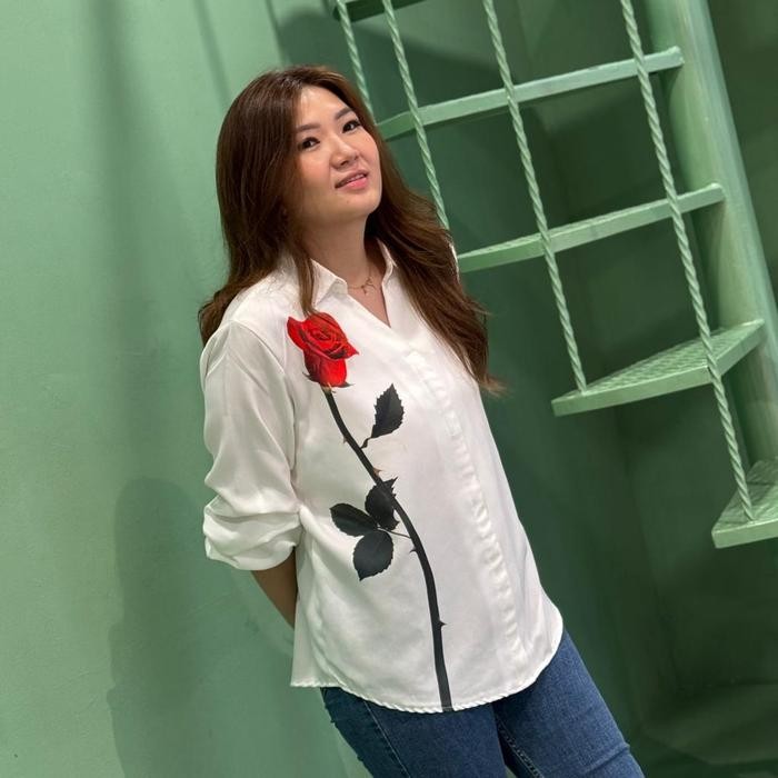 NVR - Rose Atasan Blouse Fashion Remaja Fashion Muslim Putih Shakila Baju Wanita Panjang