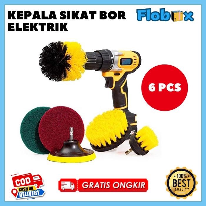 HC87 Sikat Bor Listrik Pembersih 6 Pcs Sikat Bor Kamar Mandi Wc