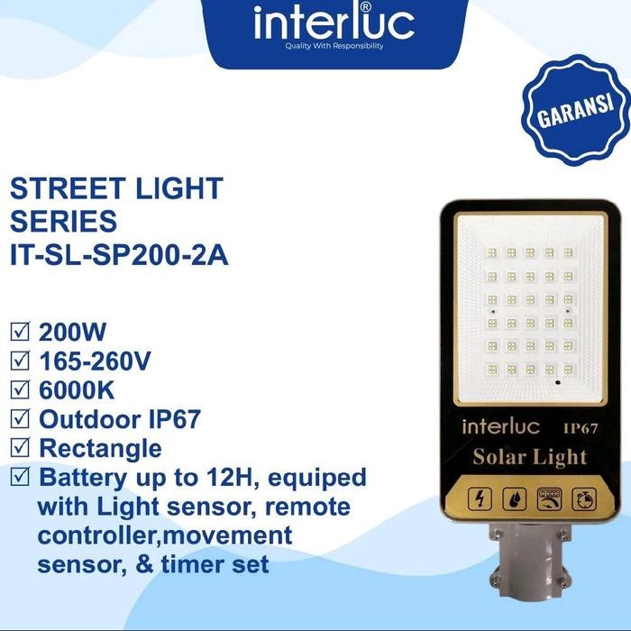 Lampu Jalan LED PJU Solar Panel Cell Interluc 200 Watt 200Watt 200 W