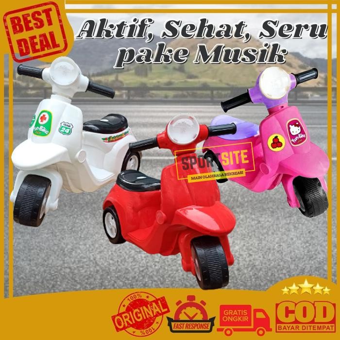 Vespa Musik Fun Bike Mini Mainan Anak Sepeda Motor Scooter Roda Tiga 3