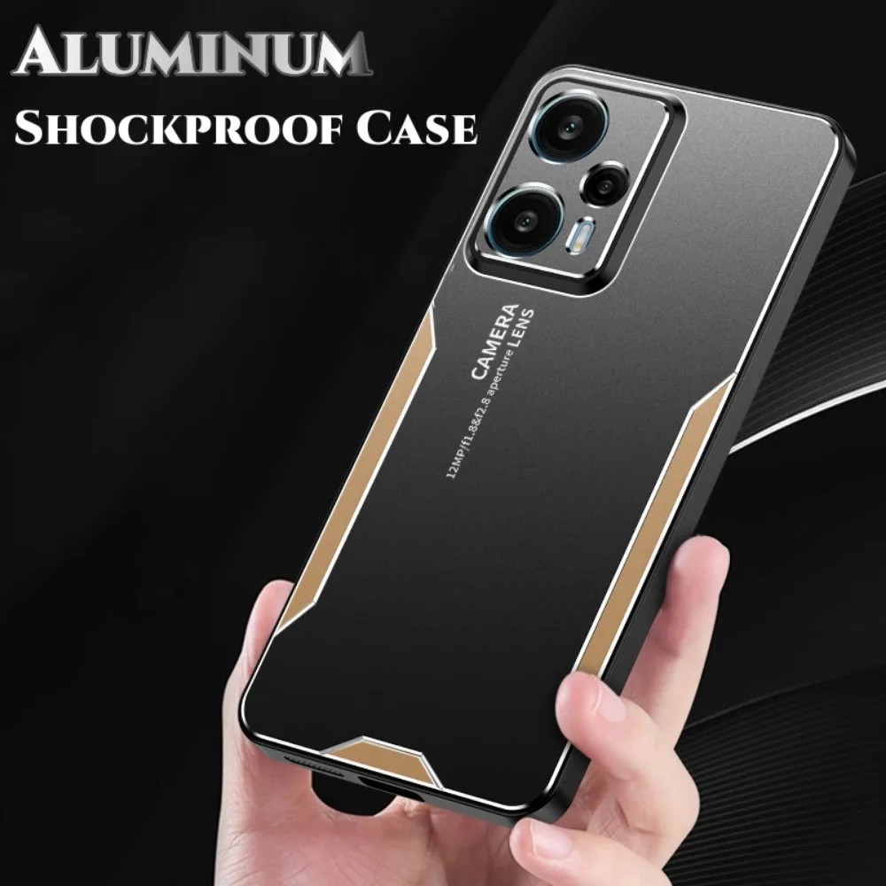 ShockProof Aluminum Case For POCO X6 F6 F5 F3 X5 C65 X3 F4 X4 GT M4 M3 M5S M6 Pro Brushed Metal Full