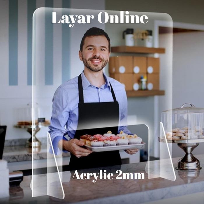 

Sekat Acrylic 2Mm Lebar 70X60Cm Meja Teller Kasir Partisi Pembatas