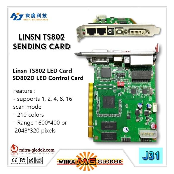 Termurah Linsn - Sending Card Ts802 Ts802D Sd802D Running Text Controller - J31