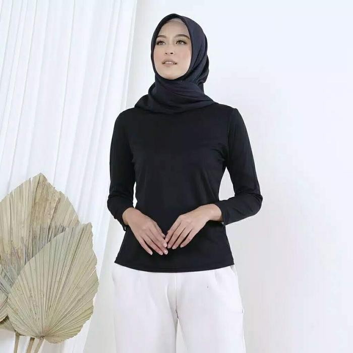 15ED Mangset Polos Wanita Lengan Panjang Hitam Putih Warna All Size