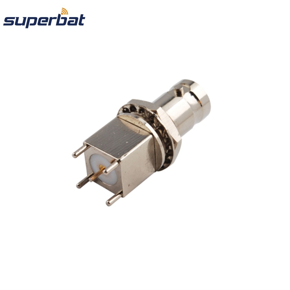 Superbat BNC Thru Hole Female Socket Bulkhead Straight PCB Mount RF Coaxial Connector for Cable 50-5