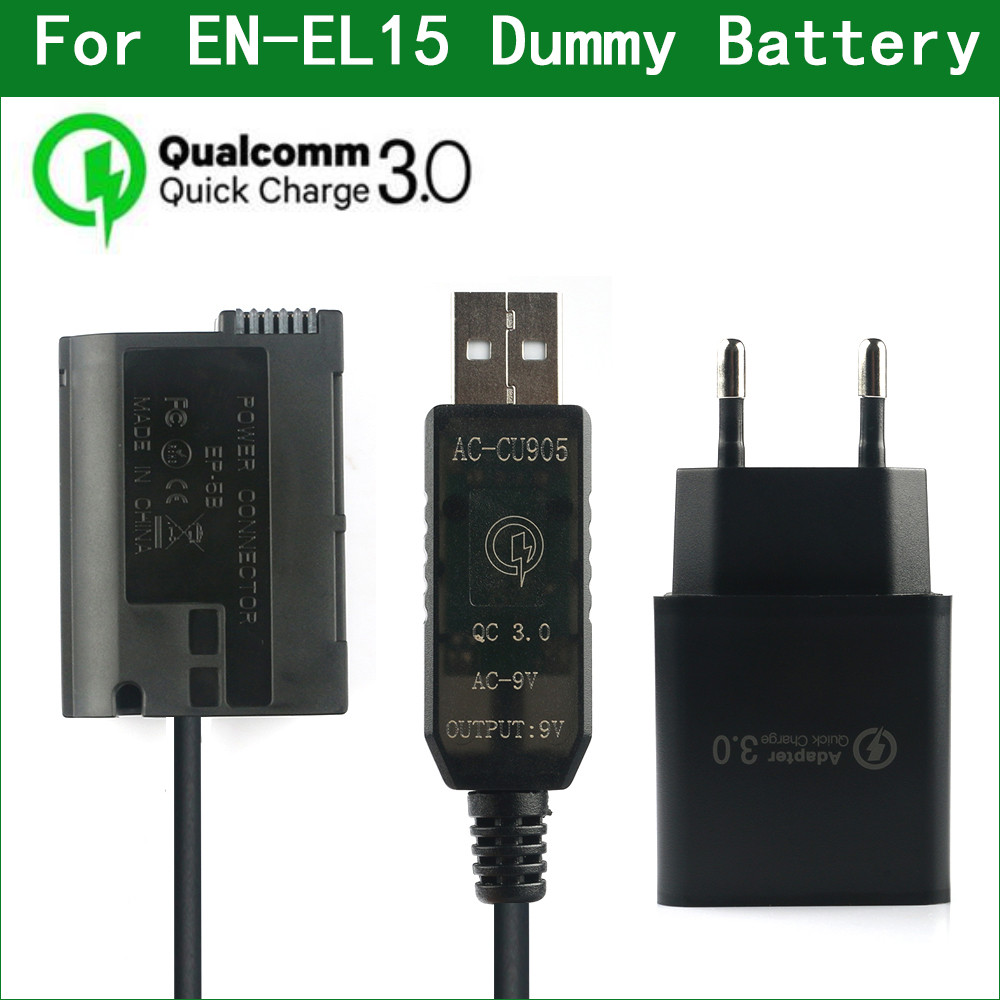QC3.0 EN-EL15 EL15 EL15a Dummy Battery EP-5B DC Coupler for Nikon