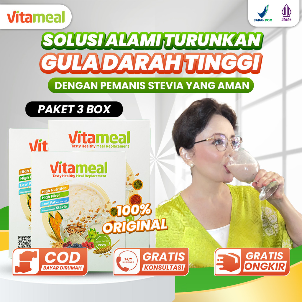 

[GARANSI ORI] Vitameal 3 BOX – Sarapan Sehat Rendah Gula untuk Penderita Diabetes, Cegah Lonjakan Gula Darah dan Perbaiki Saraf Rusak VITAMILK DIET