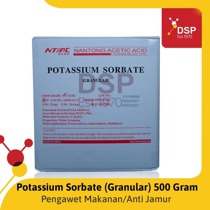 

Ready Pengawet Makanan Potasium Sorbate Nantong Ex. Rrt Food Grade 500 Gram