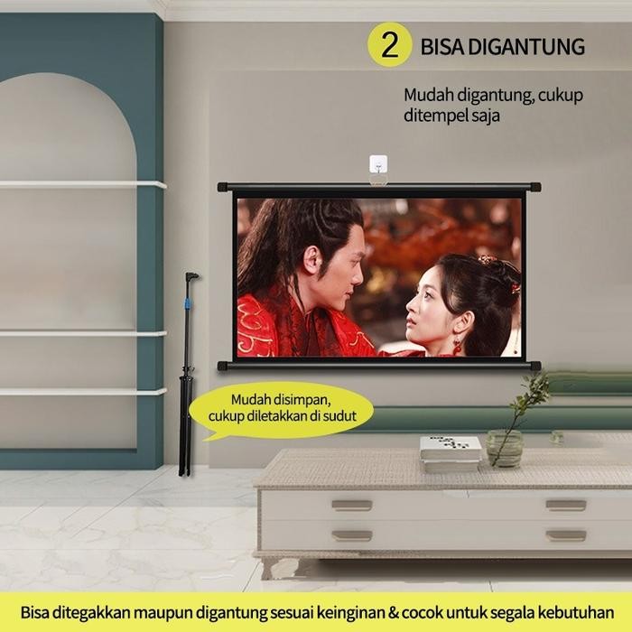 Layar Proyektor Manual Gantung (Layar Proyektor 72") Layar Proyektor 4:3 72 Inci Layar Proyektor