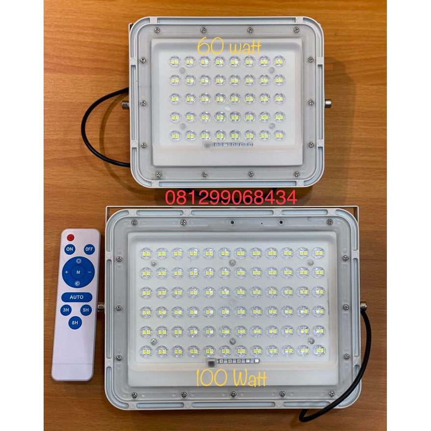 Terhemat Lampu Sorot Solar Cell 100 Watt 100W Lampu Sorot Led Solar Panel 100 W
