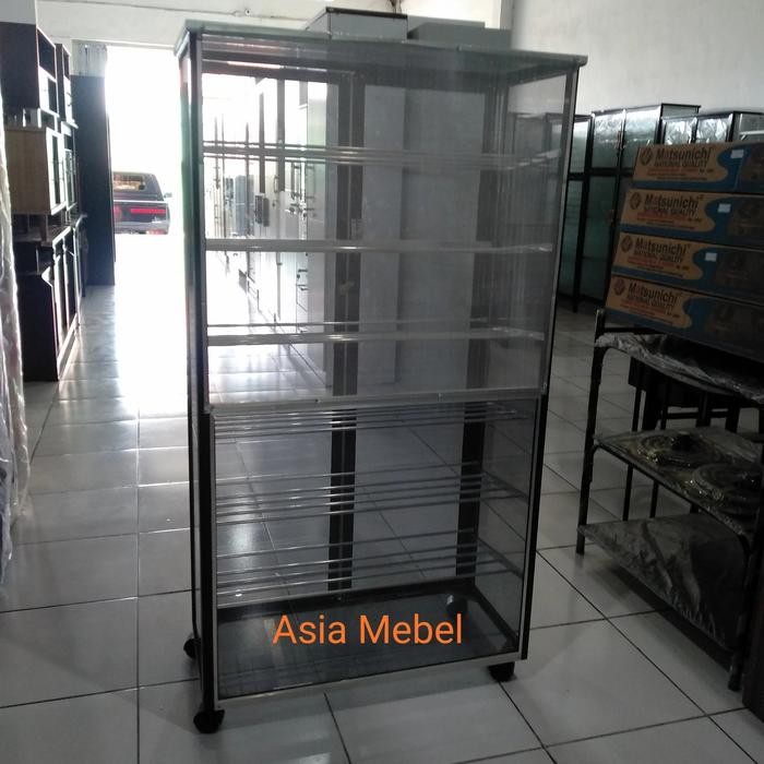 (Expert) Lemari Rak Sepatu Aluminium Kaca