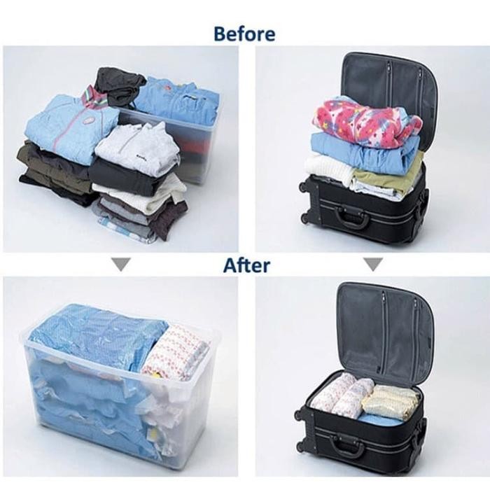 (Expert) Plastik Vakum Bag Pakaian / Vacuum Bag Travel / Hand Roll Vacuum Bag