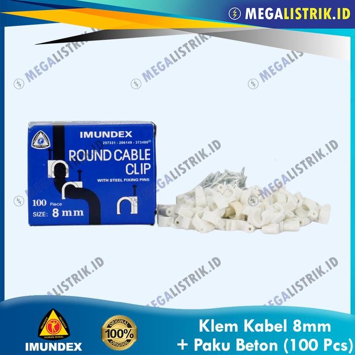 

Promo Terbaru! Imundex Klem Kabel 8mm + Paku Beton ( 100 Pcs ) / Klip Kabel / Round Cable Clip Ukuran 8 mm Per Pack Baru