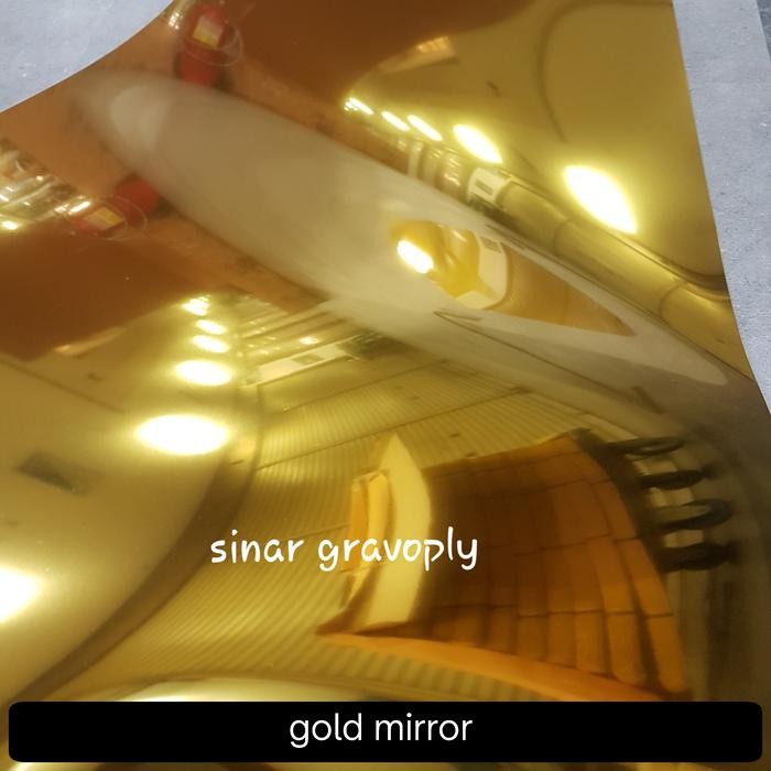 

Gravoply gold mirror teks hitam 40x60cm tebal1.5mm