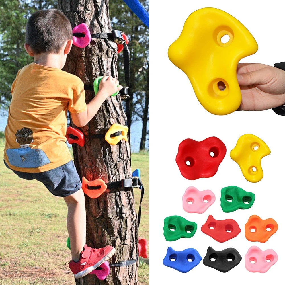 10pcs/set Rock Climbing Holds Kids Wood Wall Climbing Stones Playground Game Hand Feet Hold Grip Kit