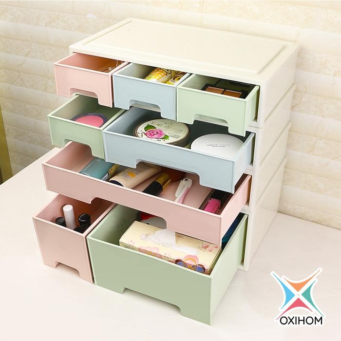

Oxihom Laci Lemari Plastik Susun Tempat Kotak Penyimpanan Drawer Storage Stackable Desktop Organizer