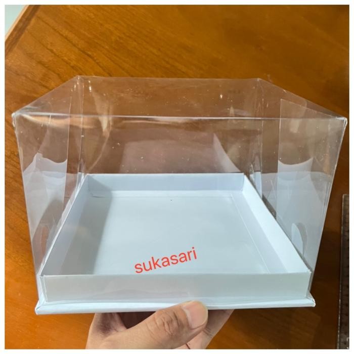 69L0 Mika Cake 30X30X12 Cm Putih Cake Box Kue Dus Kue Mika Transparant