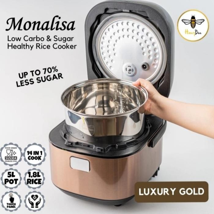 Rice Cooker Honeybee Monalisa Low Carbo Dan Sugar 5 L/1.8 L
